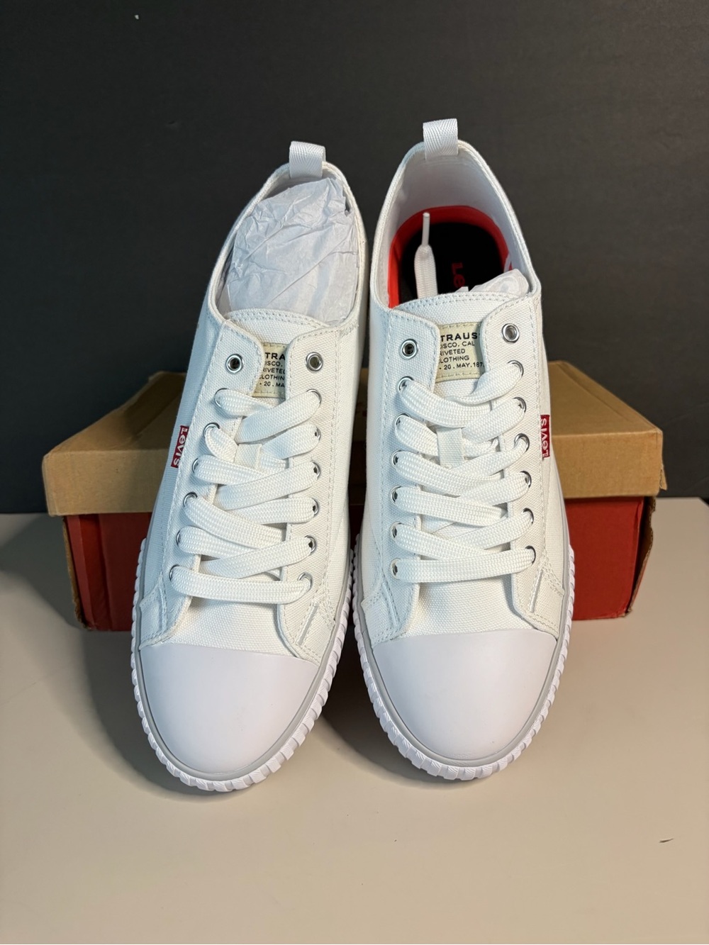 Levi's White Canvas Low-Top Sneakers - Picture 2 of 4